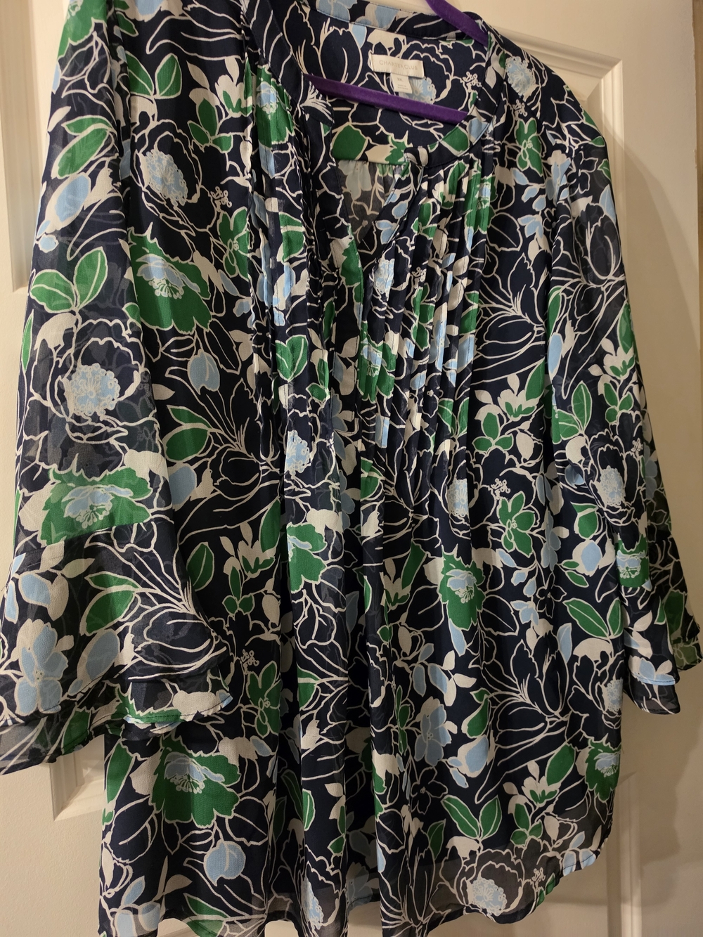 Charter Club Floral Navy Green & Light Blue Women's Skirt